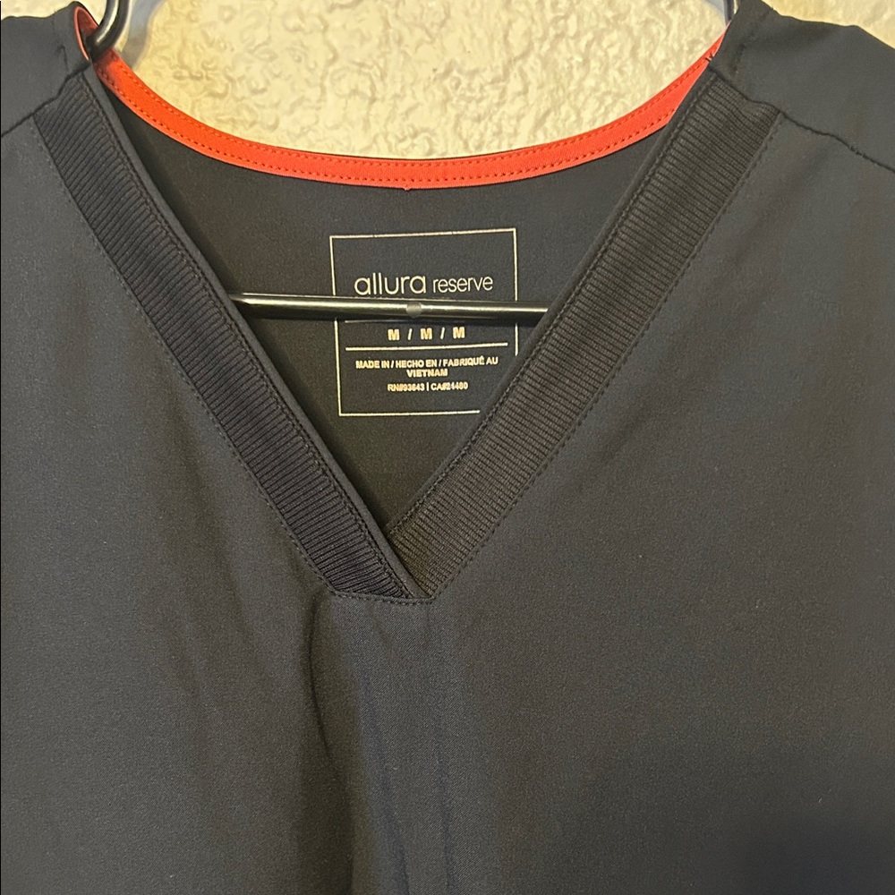 Allura Reserve Black V-Neck scrub Top